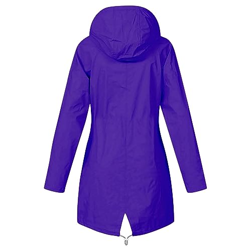 Womens Rain Jacket with Hood Plus Size Trench Coat Waterproof Jackets for Women Long Windbreaker Coats with Pockets