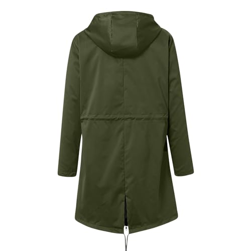 Womens Rain Jacket with Hood Plus Size Trench Coat Waterproof Jackets for Women Long Windbreaker Coats with Pockets