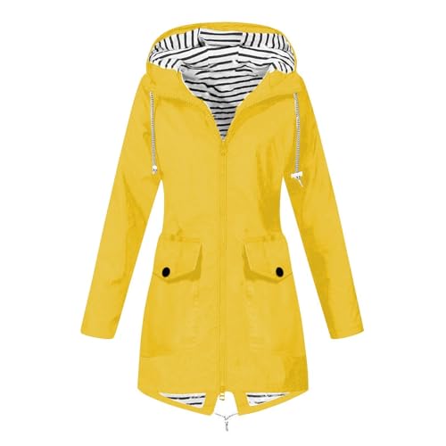 Womens Rain Jacket with Hood Plus Size Trench Coat Waterproof Jackets for Women Long Windbreaker Coats with Pockets