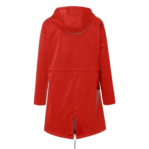 Womens Rain Jacket with Hood Plus Size Trench Coat Waterproof Jackets for Women Long Windbreaker Coats with Pockets