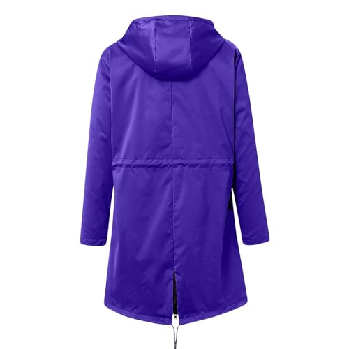 Womens Rain Jacket with Hood Plus Size Trench Coat Waterproof Jackets for Women Long Windbreaker Coats with Pockets