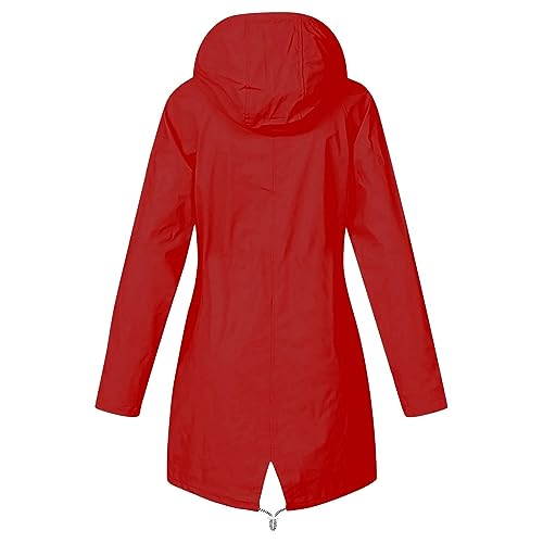 Womens Rain Jacket with Hood Plus Size Trench Coat Waterproof Jackets for Women Long Windbreaker Coats with Pockets