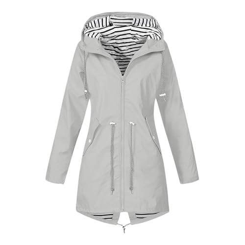 Womens Rain Jacket with Hood Plus Size Trench Coat Waterproof Jackets for Women Long Windbreaker Coats with Pockets