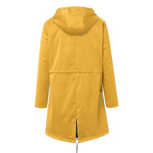 Womens Rain Jacket with Hood Plus Size Trench Coat Waterproof Jackets for Women Long Windbreaker Coats with Pockets