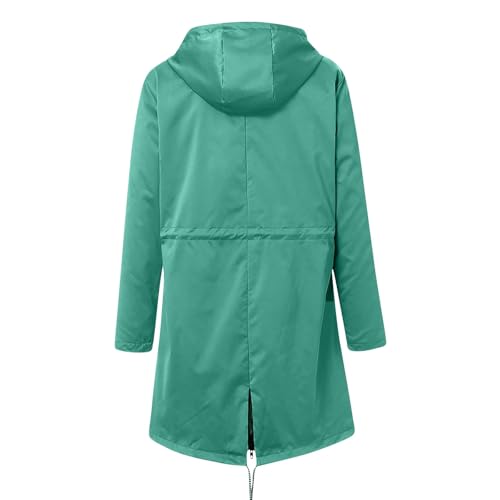 Womens Rain Jacket with Hood Plus Size Trench Coat Waterproof Jackets for Women Long Windbreaker Coats with Pockets