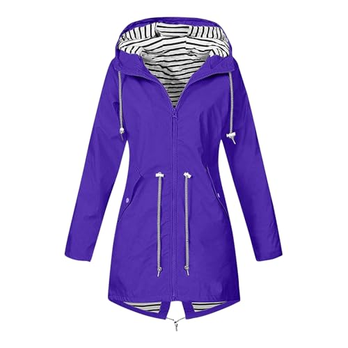 Womens Rain Jacket with Hood Plus Size Trench Coat Waterproof Jackets for Women Long Windbreaker Coats with Pockets