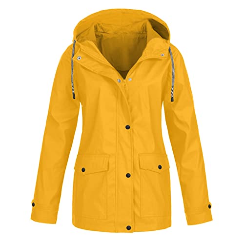 Womens Rain Jacket with Hood Plus Size Trench Coat Waterproof Jackets for Women Long Windbreaker Coats with Pockets