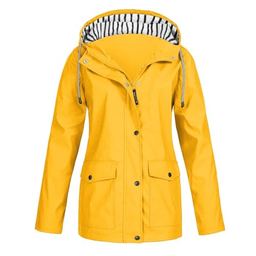 Womens Rain Jacket with Hood Plus Size Trench Coat Waterproof Jackets for Women Long Windbreaker Coats with Pockets