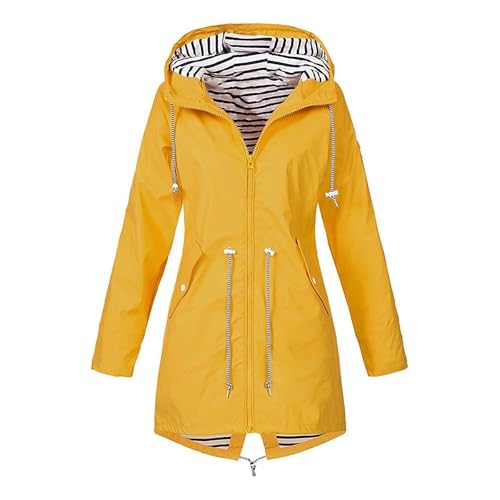 Womens Rain Jacket with Hood Plus Size Trench Coat Waterproof Jackets for Women Long Windbreaker Coats with Pockets