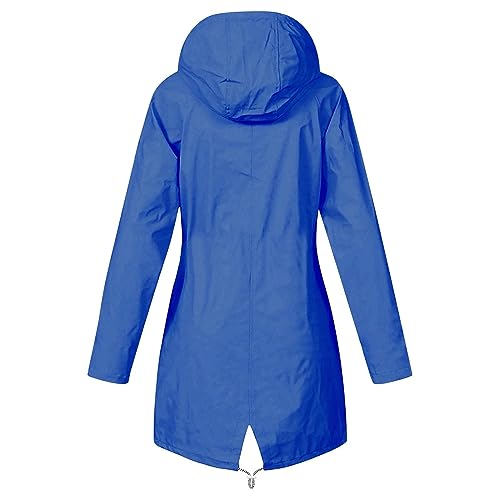 Womens Rain Jacket with Hood Plus Size Trench Coat Waterproof Jackets for Women Long Windbreaker Coats with Pockets