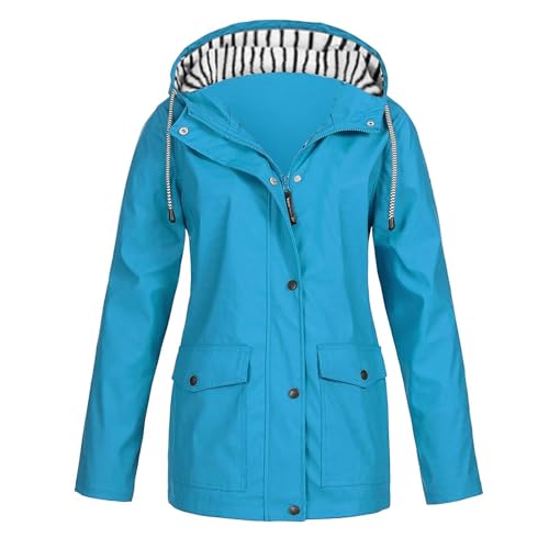 Womens Rain Jacket with Hood Plus Size Trench Coat Waterproof Jackets for Women Long Windbreaker Coats with Pockets