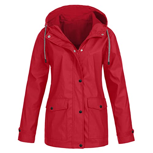 Womens Rain Jacket with Hood Plus Size Trench Coat Waterproof Jackets for Women Long Windbreaker Coats with Pockets