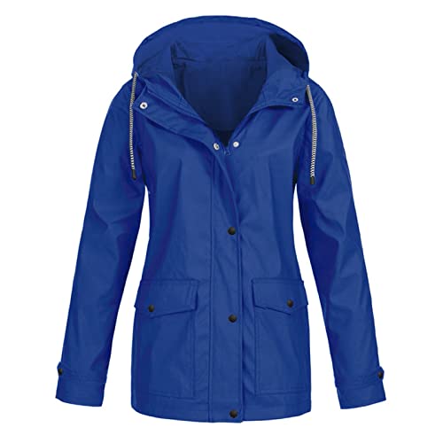 Womens Rain Jacket with Hood Plus Size Trench Coat Waterproof Jackets for Women Long Windbreaker Coats with Pockets