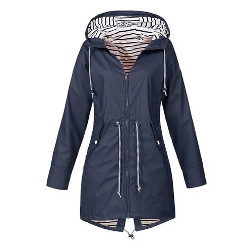 Womens Rain Jacket with Hood Plus Size Trench Coat Waterproof Jackets for Women Long Windbreaker Coats with Pockets