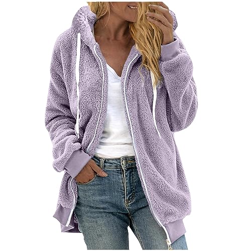 Cbcbtwo Fuzzy Fleece Jacket for Women 2024 Winter Coat Oversized Sherpa Cardigan Outwear Fur Warm Shagy Teddy Coats with Hood