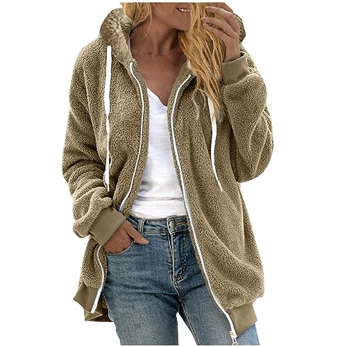 Cbcbtwo Fuzzy Fleece Jacket for Women 2024 Winter Coat Oversized Sherpa Cardigan Outwear Fur Warm Shagy Teddy Coats with Hood