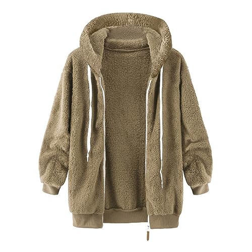 Cbcbtwo Fuzzy Fleece Jacket for Women 2024 Winter Coat Oversized Sherpa Cardigan Outwear Fur Warm Shagy Teddy Coats with Hood