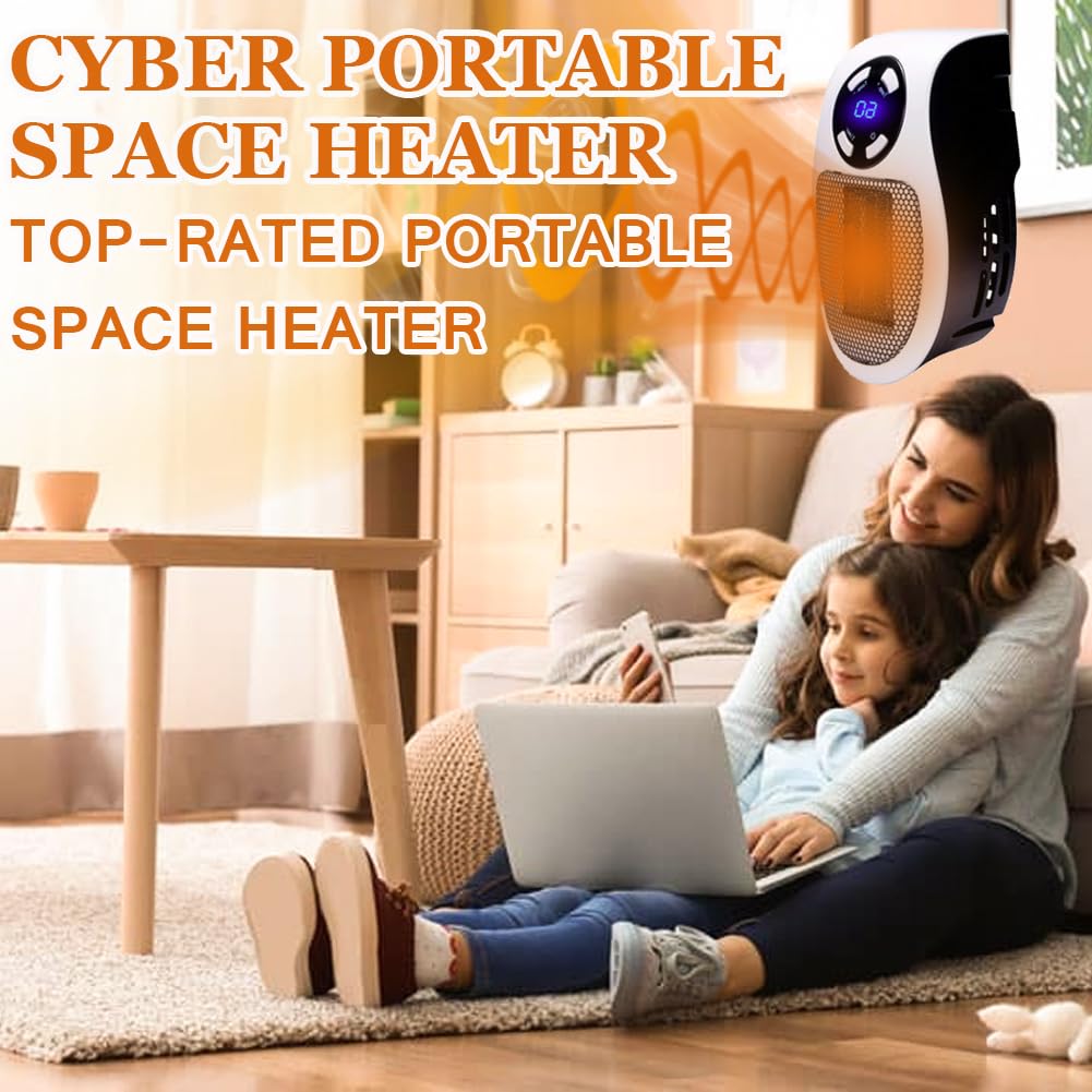 Cyber Heater, Ultra Air Heater, Cyber Heater Plug In, Real Ultra Air Heater Mini Portable Space Heater, Personalized Temperature Control, Rapid Heating, For Bedroom, Office, Living Room (1Pcs)