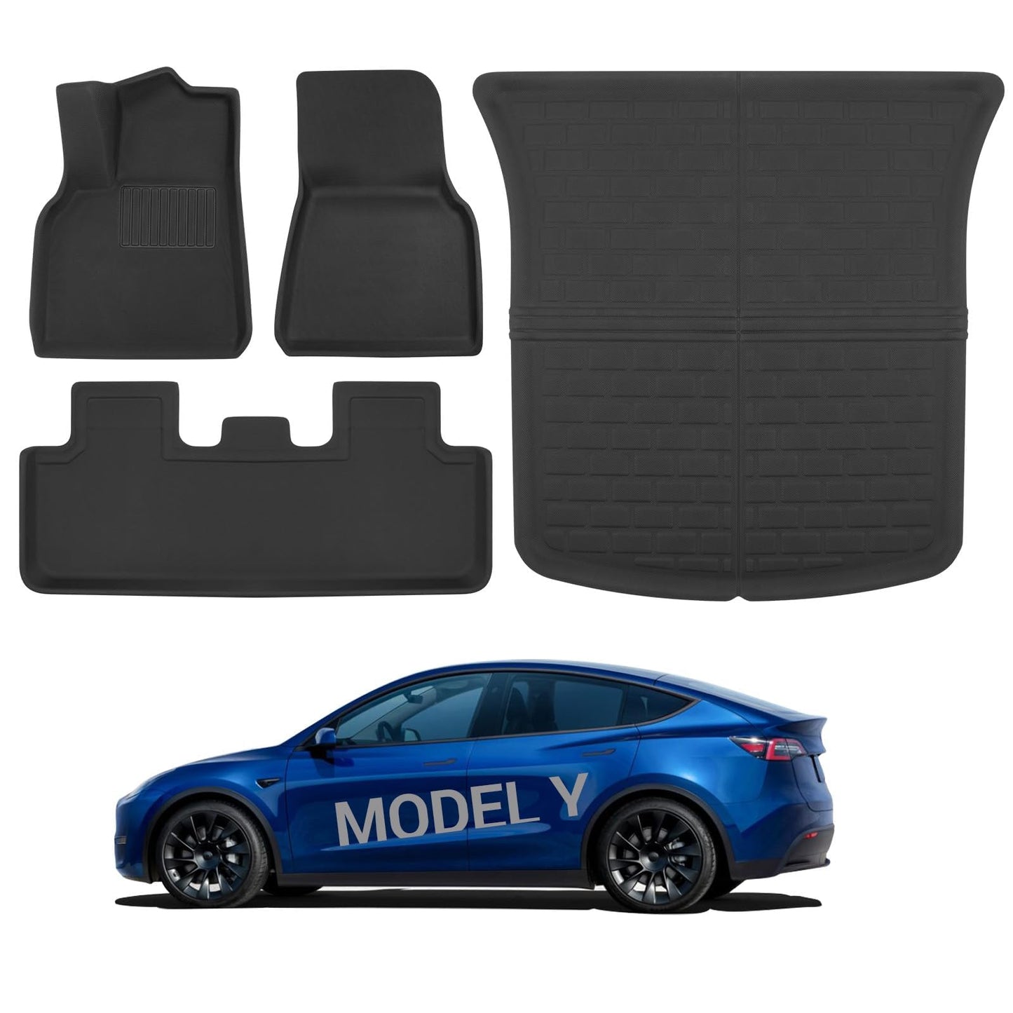 Motrobe 2024 Tesla Cybertruck Floor Mats Truck Bed Mat Front Trunk Mat Rear Bucket Pad TPE All Weather Protection Cargo Liner Cybertruck Accessories 3PCS