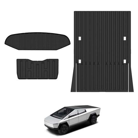 Motrobe 2024 Tesla Cybertruck Floor Mats Truck Bed Mat Front Trunk Mat Rear Bucket Pad TPE All Weather Protection Cargo Liner Cybertruck Accessories 3PCS