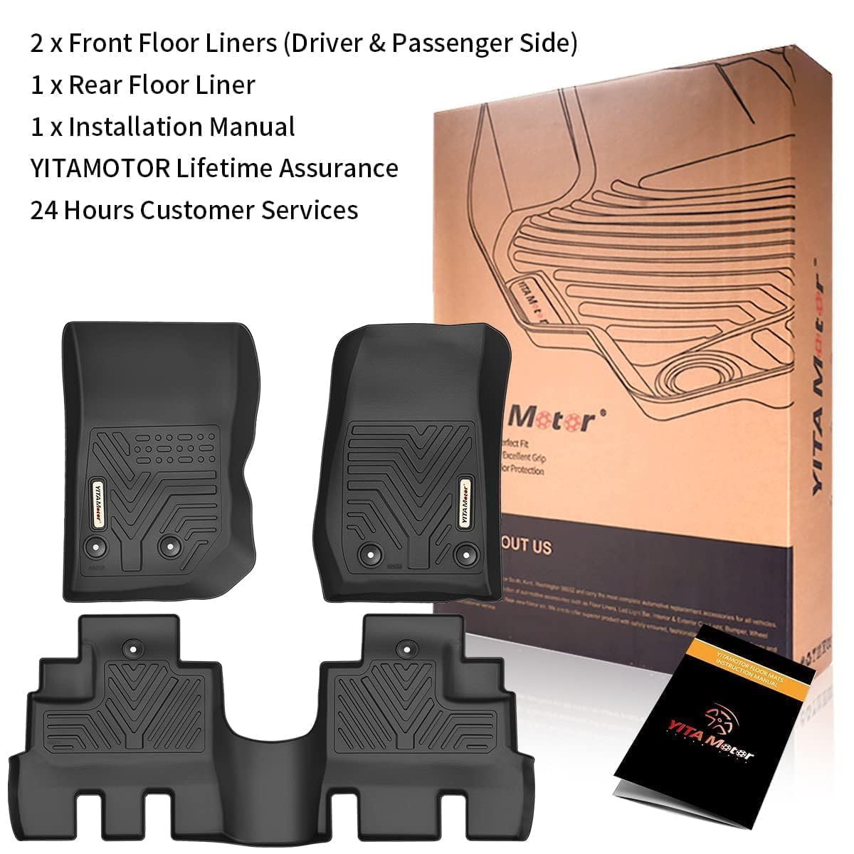 YITAMOTOR Floor Mats Fit for 2024 Tesla Model 3 Highland, Includes 2 Rows & Cargo Liner Set, Full Cover Car Mats with Front Rear Cargo Mat TPE All-Weather Floor Mats Model 3 Accessories 2024 Full Set