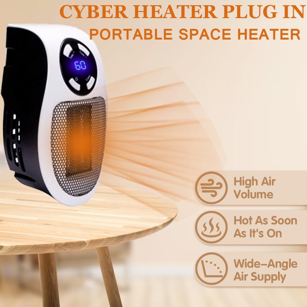 Cyber Heater, Ultra Air Heater, Cyber Heater Plug In, Real Ultra Air Heater Mini Portable Space Heater, Personalized Temperature Control, Rapid Heating, For Bedroom, Office, Living Room (1Pcs)