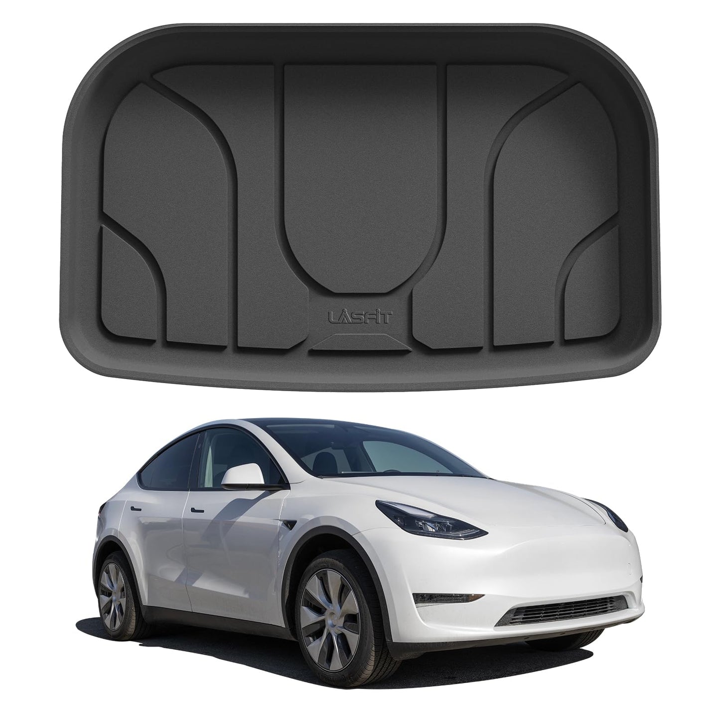 LASFIT Floor Mats for Tesla Model Y 5 Seat 2024 2023 2022 2021 2020, Custom Fit All Weather TPE Floor Liners Cargo Liner, Front & Rear Trunk Mats Accessories Full Set