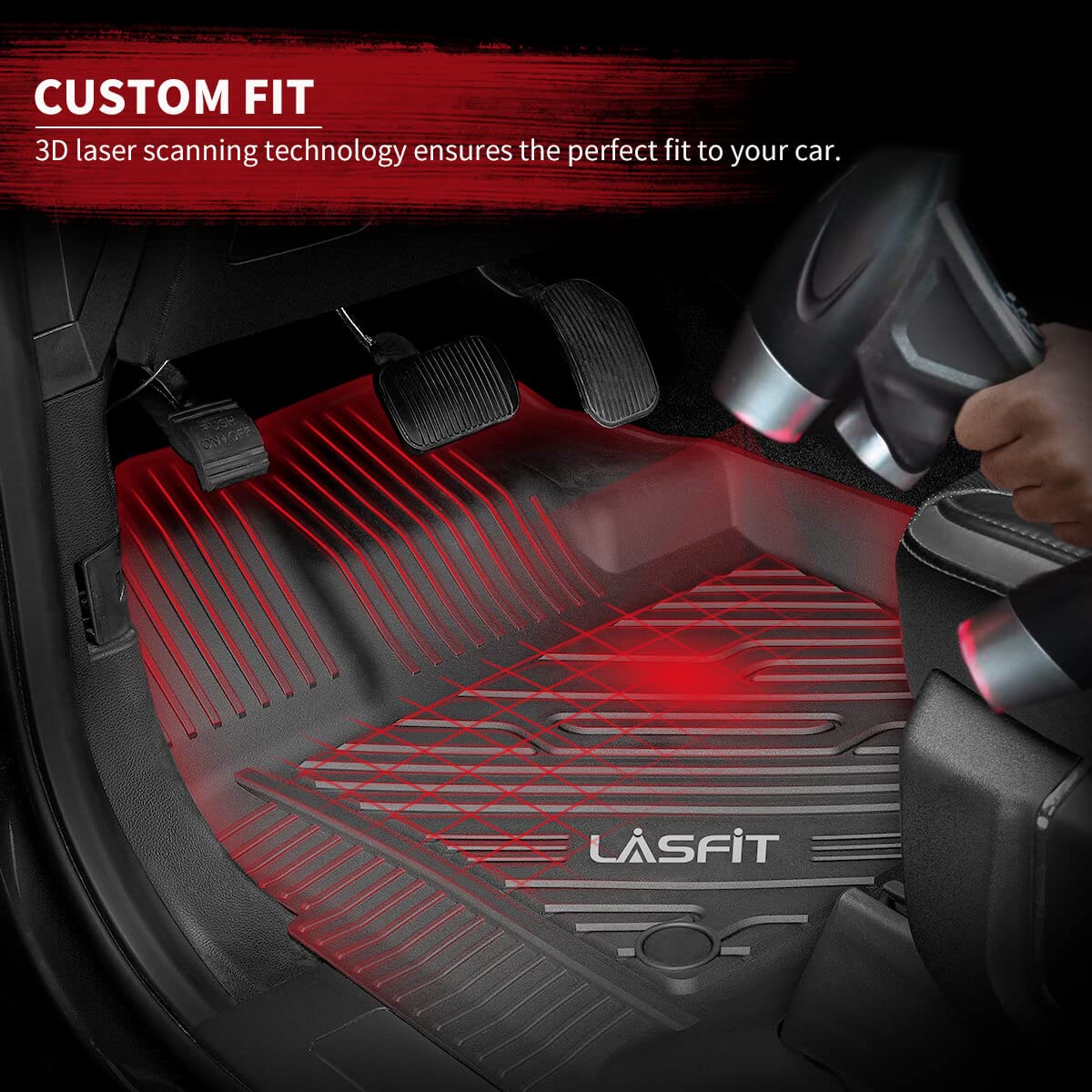 LASFIT Floor Mats for Tesla Model Y 5 Seat 2024 2023 2022 2021 2020, Custom Fit All Weather TPE Floor Liners Cargo Liner, Front & Rear Trunk Mats Accessories Full Set