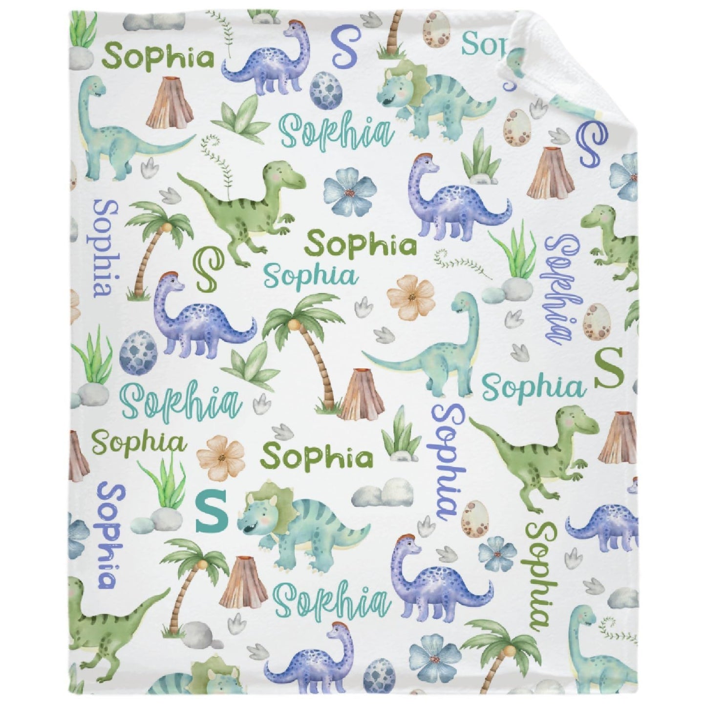 Custom Name Dinosaurs Blanket Personalized Gifts Super Soft Lightweight Flannel Blankets Throw for Kids, Adult, Suitable for Couch, Sofa, Bed, Camping, Travel All Seasons 40"x50" for Kid