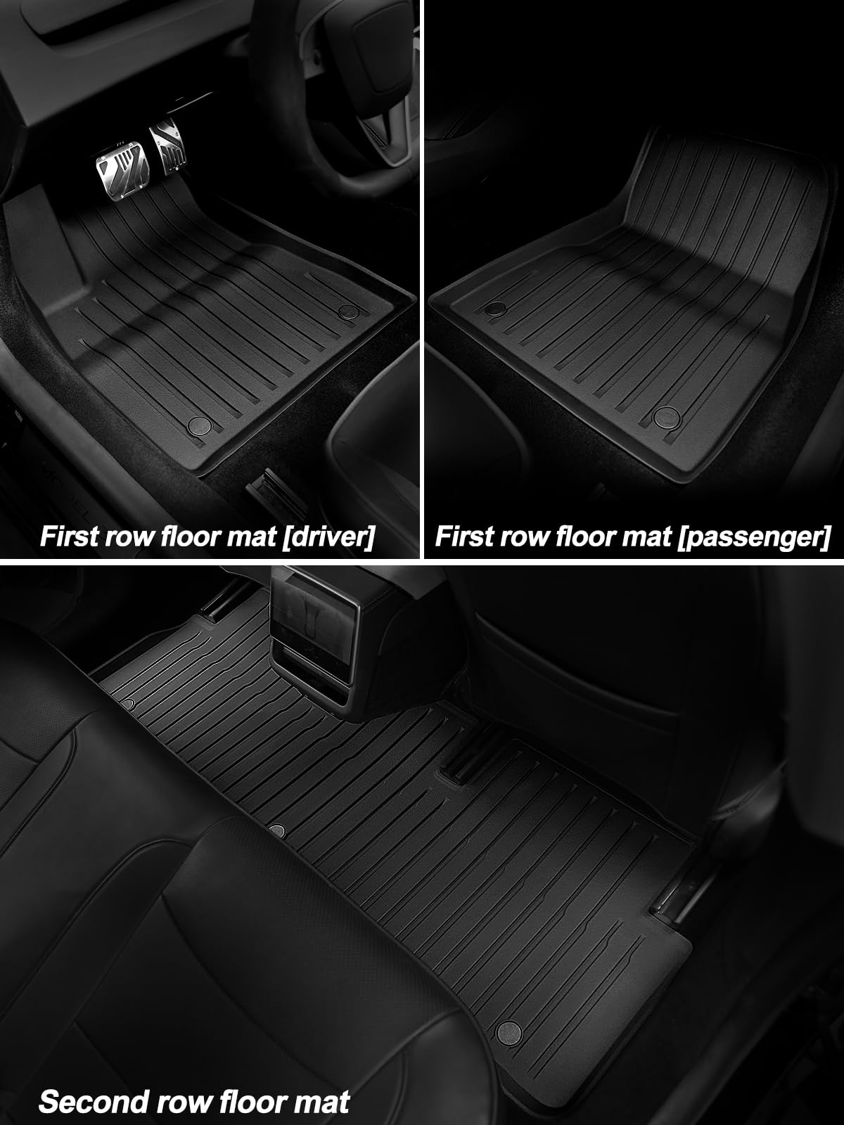 Tesla Model Y Floor Mats for 2024 2023 2022 2021, Foronetry 9PCS All Weather Full Set Cargo Liners Accessories, 3D TPE Odorless Floor Mat Trunk Frunk Rear Well Mats Custom for 5-Seater