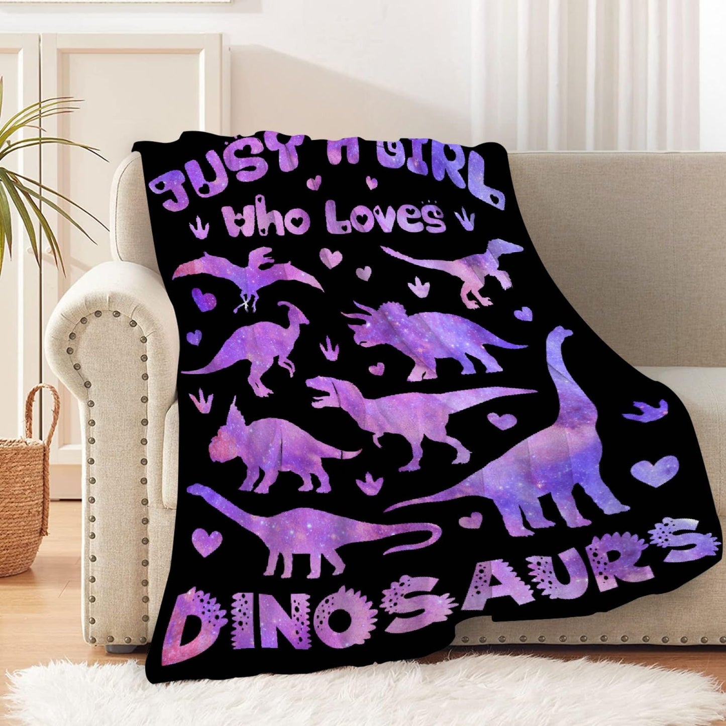 Custom Name Dinosaurs Blanket Personalized Gifts Super Soft Lightweight Flannel Blankets Throw for Kids, Adult, Suitable for Couch, Sofa, Bed, Camping, Travel All Seasons 40"x50" for Kid