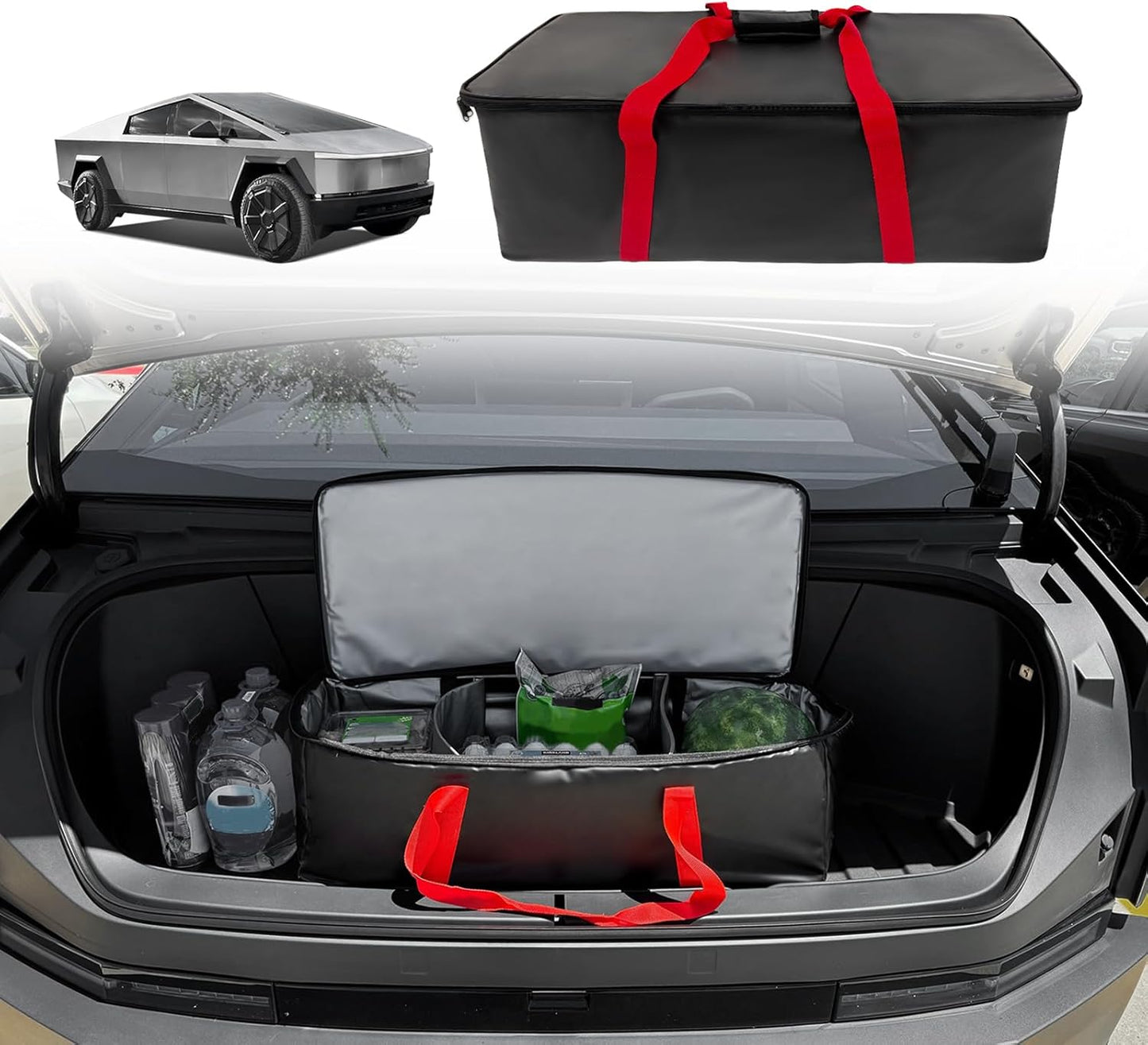 BestEvMod Frunk Organizer Insulated Cooler Bag Waterproof Front Trunk Organizer Compatible with 2024 2025 Tesla Cybertruck Premium Leakproof Heavy Duty Bags with Adjustable Divider Accessories