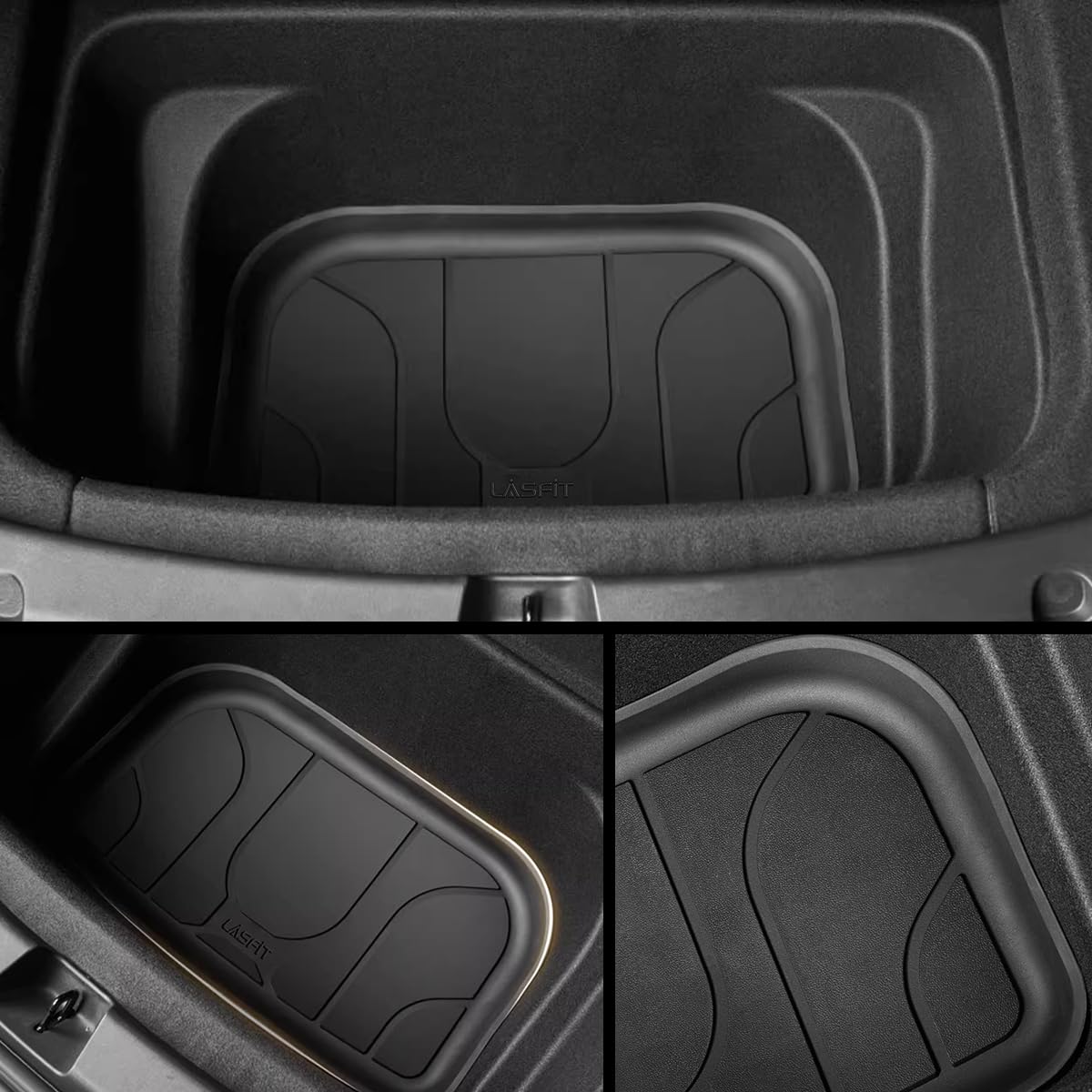 LASFIT Floor Mats for Tesla Model Y 5 Seat 2024 2023 2022 2021 2020, Custom Fit All Weather TPE Floor Liners Cargo Liner, Front & Rear Trunk Mats Accessories Full Set