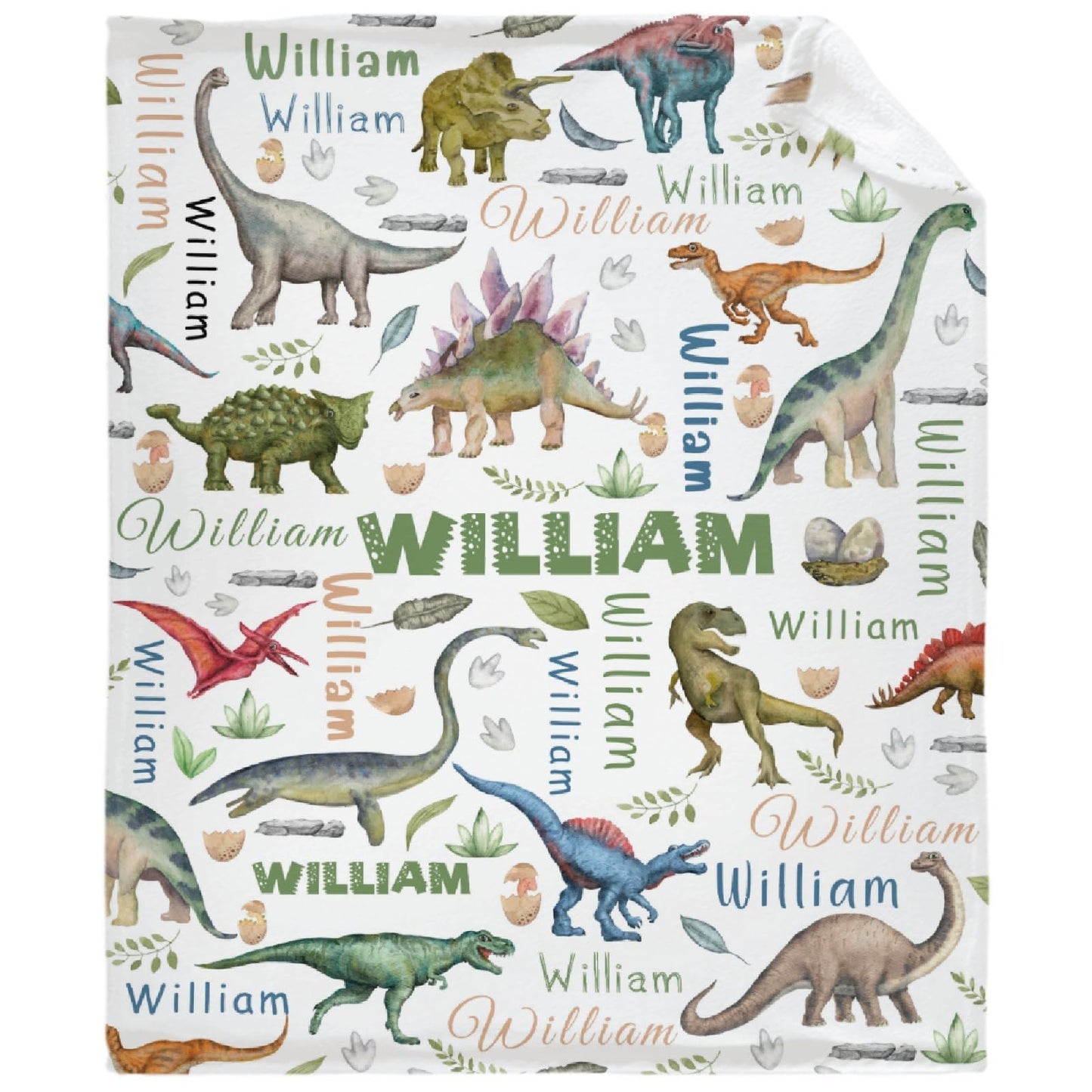 Custom Name Dinosaurs Blanket Personalized Gifts Super Soft Lightweight Flannel Blankets Throw for Kids, Adult, Suitable for Couch, Sofa, Bed, Camping, Travel All Seasons 40"x50" for Kid