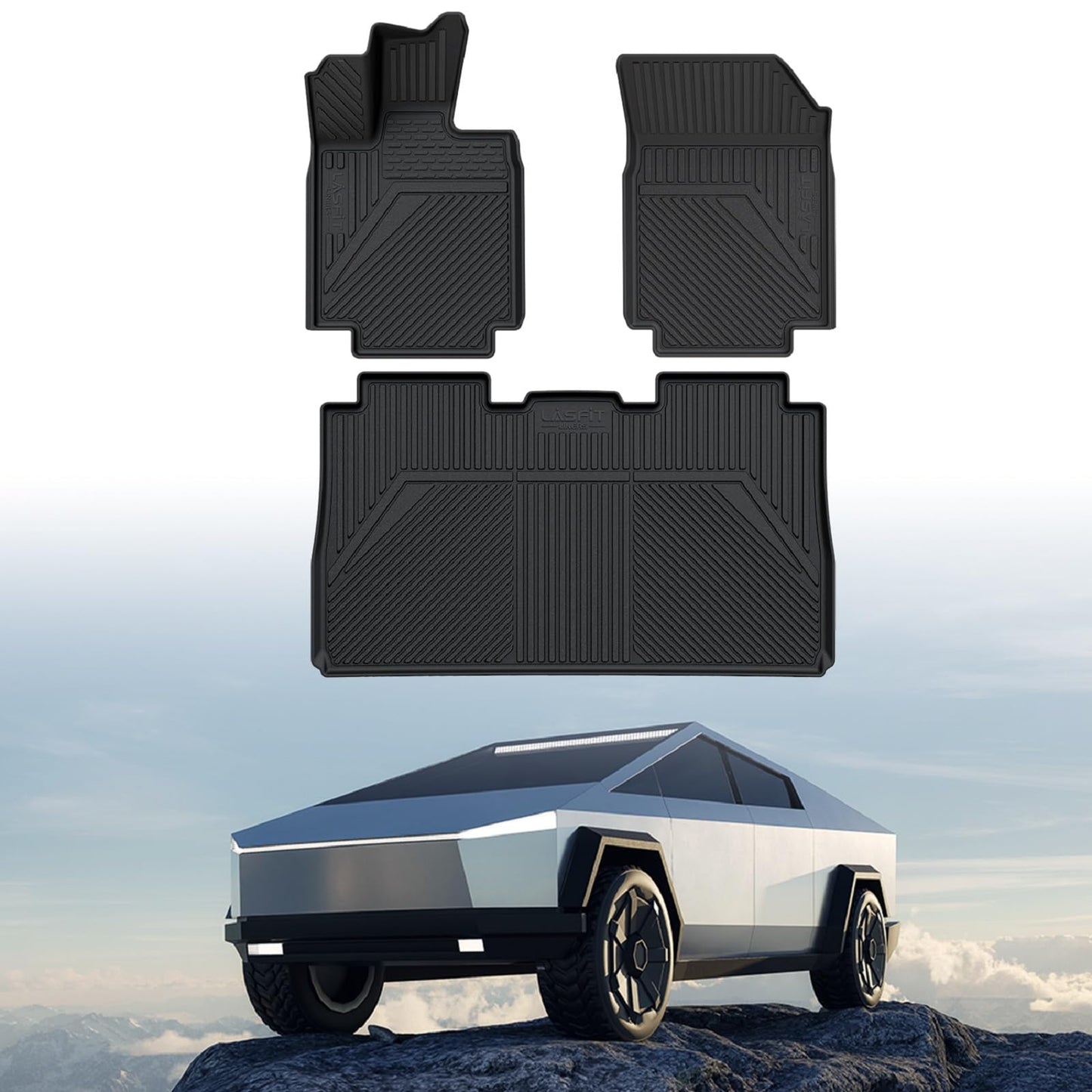 LASFIT Floor Mats for Tesla Model Y 5 Seat 2024 2023 2022 2021 2020, Custom Fit All Weather TPE Floor Liners Cargo Liner, Front & Rear Trunk Mats Accessories Full Set