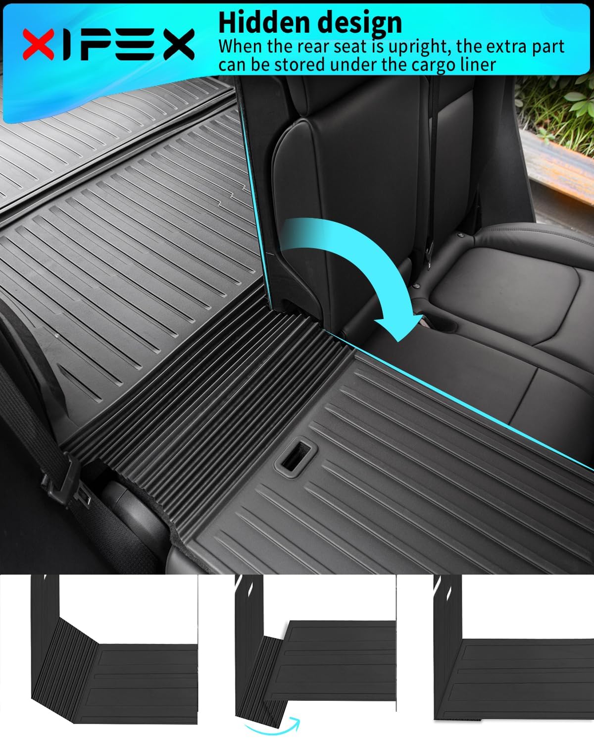 Floor Mats Compatible with 2020-2024 Tesla Model Y Trunk Mat Cargo Mat TPE All Weather Cargo Liner Back Seat Cover Protector 2023 Tesla Model Y 5 Seater Accessories (Upgraded Set of 6 Mats)