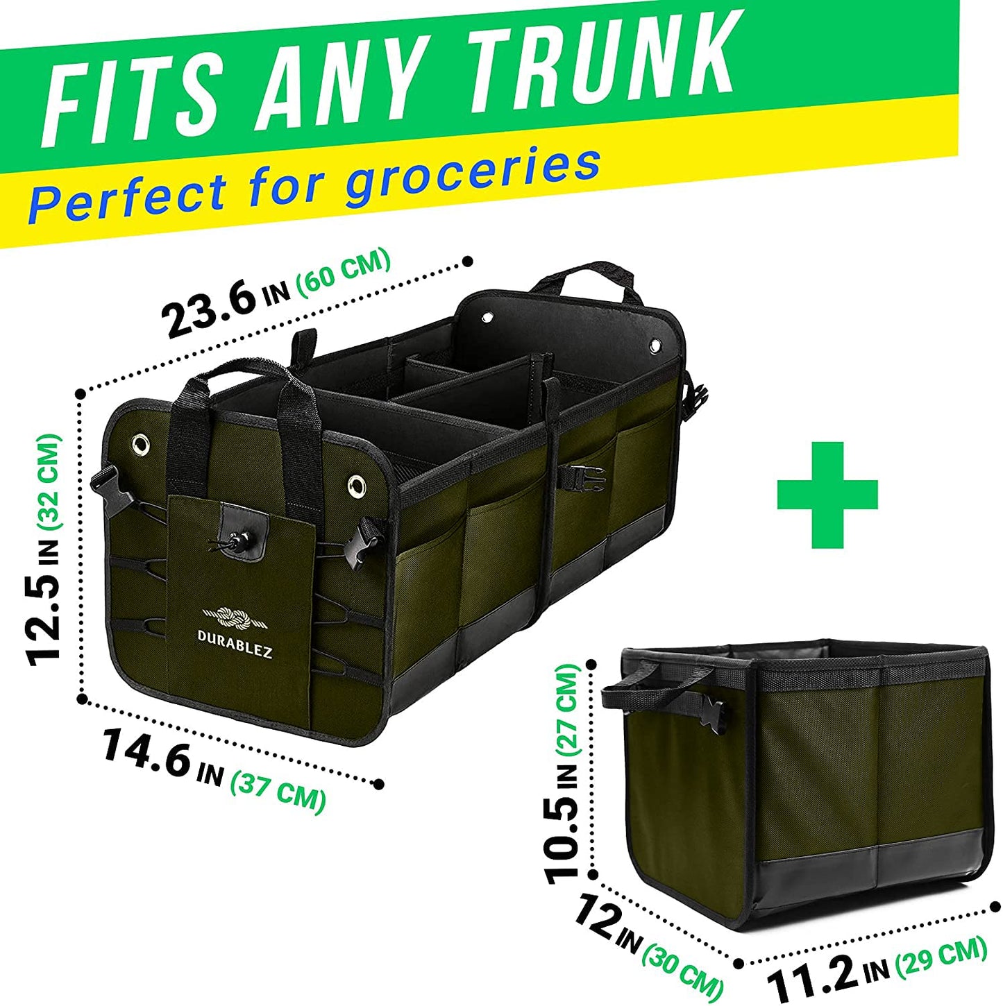 Extra Large Car Trunk Organizer - Trunk Storage - Modular Separable Collapsible - for SUV Minivan Truck Sedan Van - 4 Compartment XXL, Black