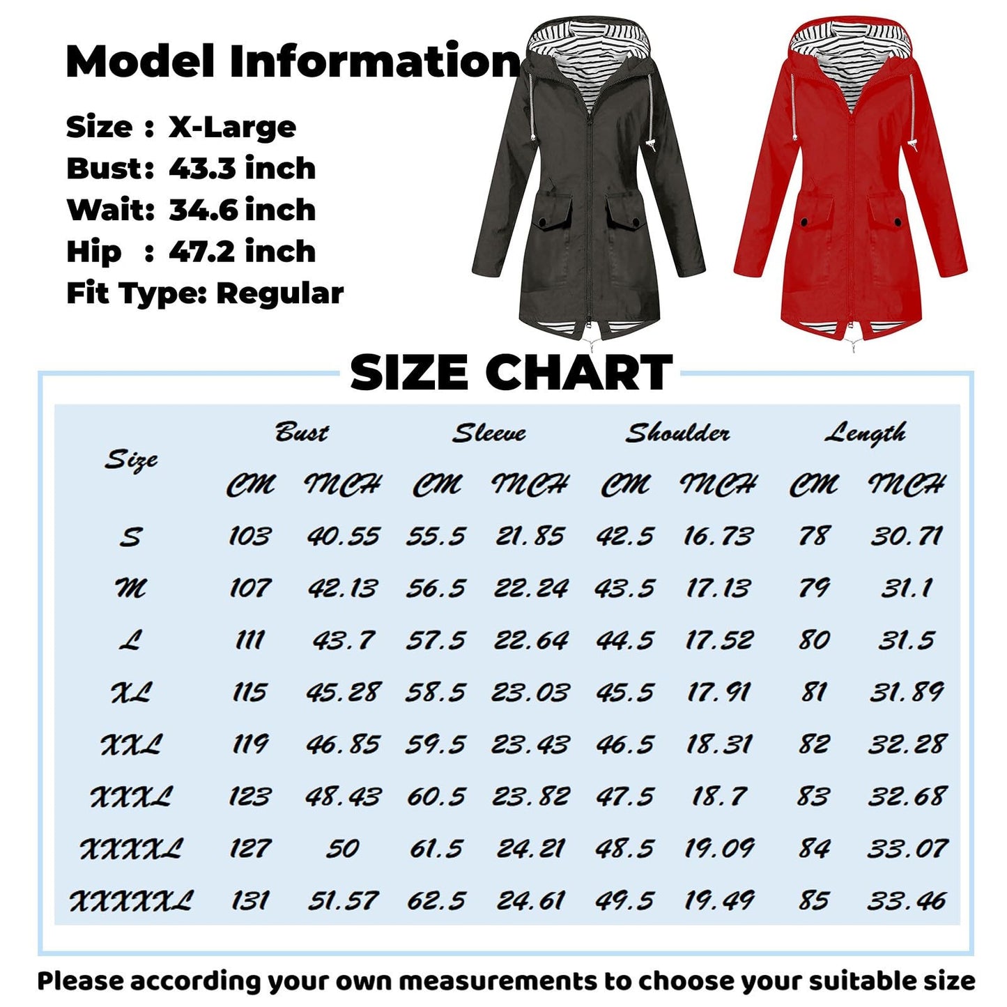 Womens Rain Jacket with Hood Plus Size Trench Coat Waterproof Jackets for Women Long Windbreaker Coats with Pockets