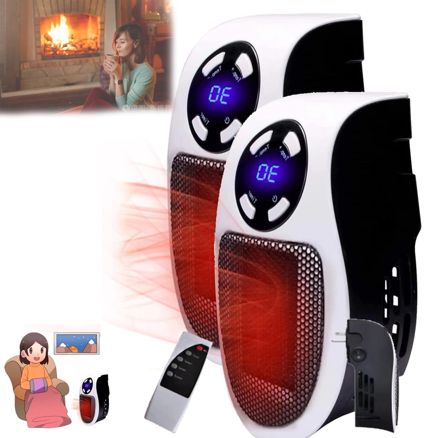 Cyber Heater, Ultra Air Heater, Cyber Heater Plug In, Real Ultra Air Heater Mini Portable Space Heater, Personalized Temperature Control, Rapid Heating, For Bedroom, Office, Living Room (1Pcs)