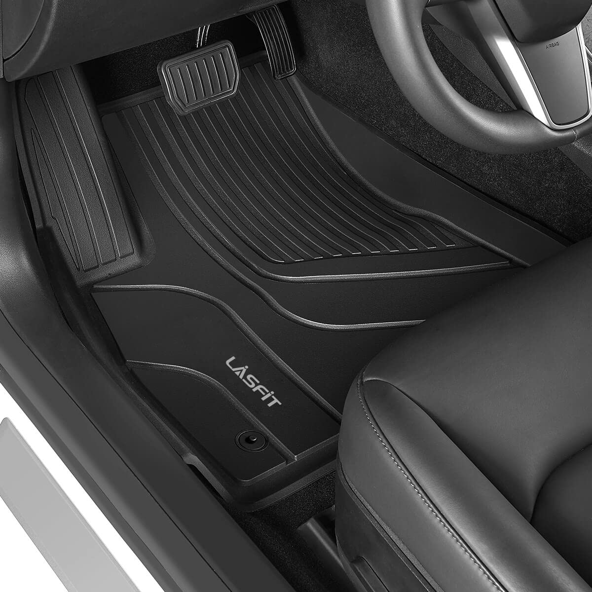 LASFIT Floor Mats for Tesla Model Y 5 Seat 2024 2023 2022 2021 2020, Custom Fit All Weather TPE Floor Liners Cargo Liner, Front & Rear Trunk Mats Accessories Full Set