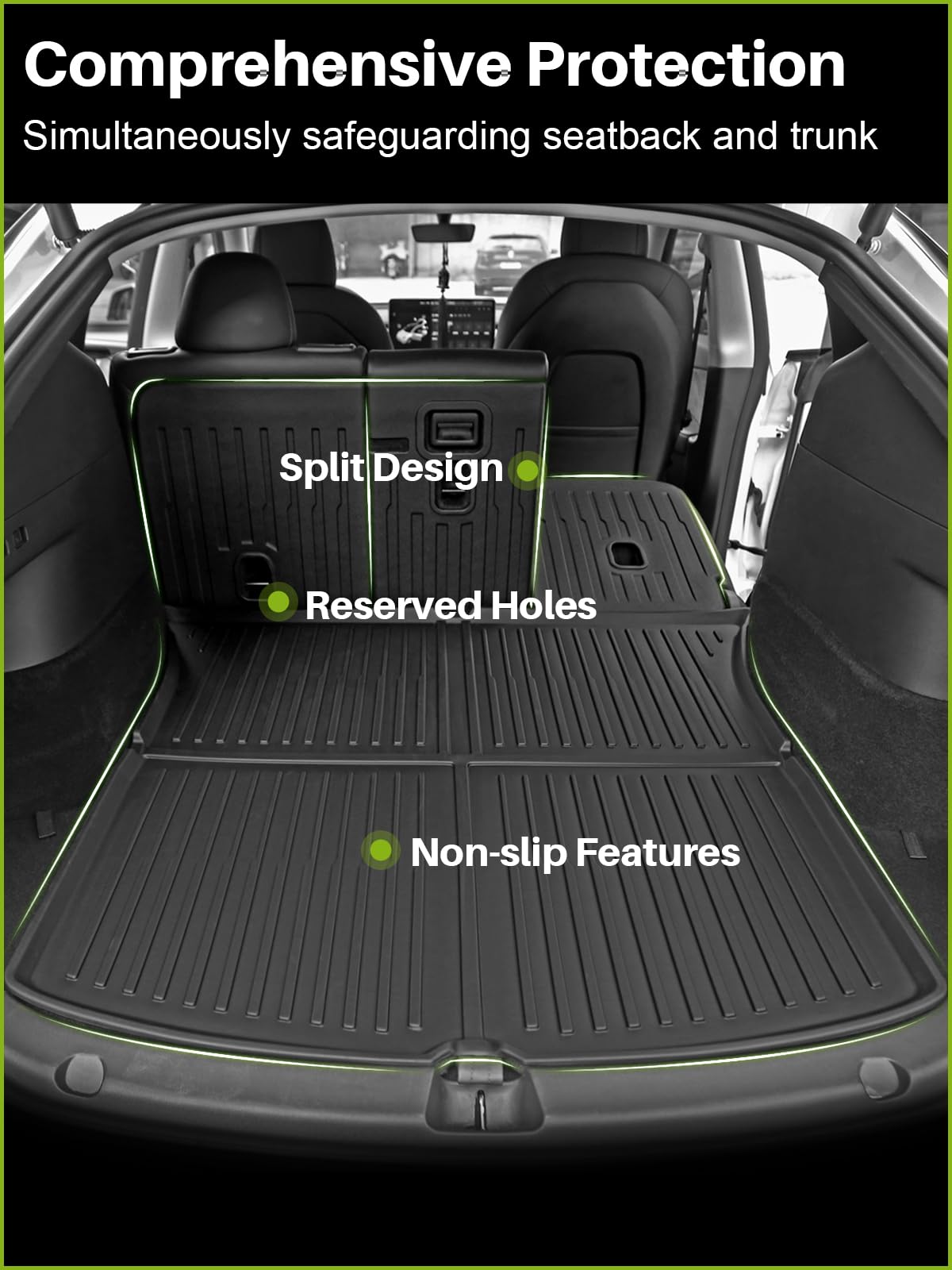 Tesla Model Y Floor Mats for 2024 2023 2022 2021, Foronetry 9PCS All Weather Full Set Cargo Liners Accessories, 3D TPE Odorless Floor Mat Trunk Frunk Rear Well Mats Custom for 5-Seater