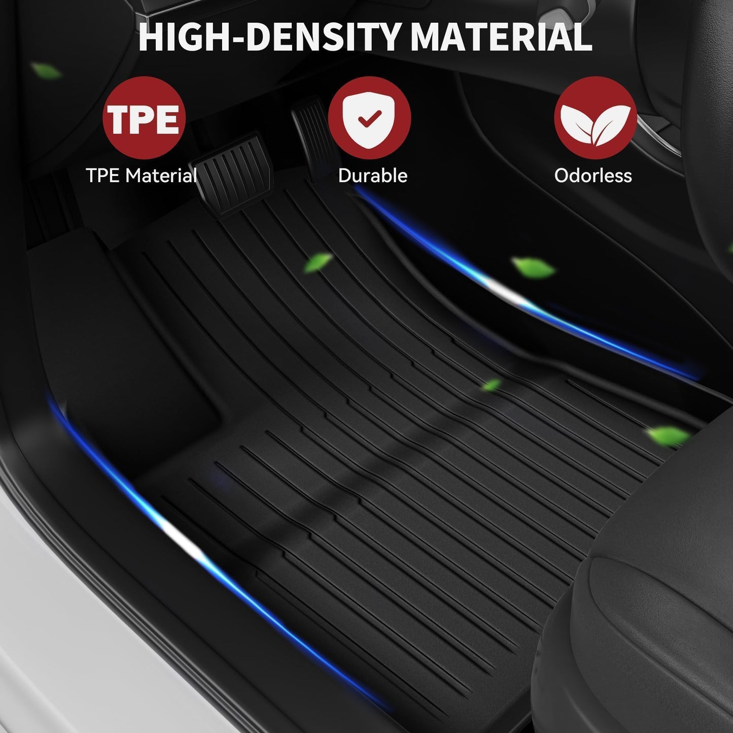 YITAMOTOR Floor Mats Fit for 2024 Tesla Model 3 Highland, Includes 2 Rows & Cargo Liner Set, Full Cover Car Mats with Front Rear Cargo Mat TPE All-Weather Floor Mats Model 3 Accessories 2024 Full Set