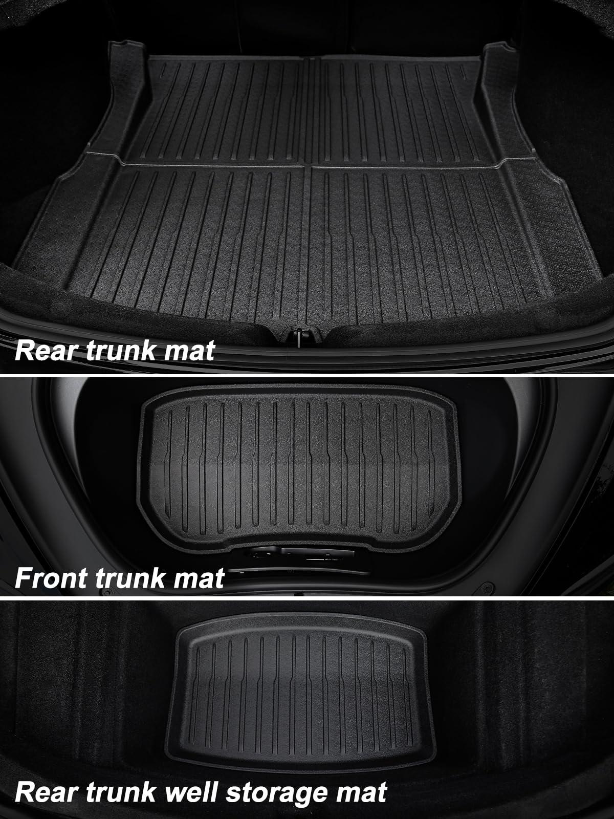 Tesla Model Y Floor Mats for 2024 2023 2022 2021, Foronetry 9PCS All Weather Full Set Cargo Liners Accessories, 3D TPE Odorless Floor Mat Trunk Frunk Rear Well Mats Custom for 5-Seater