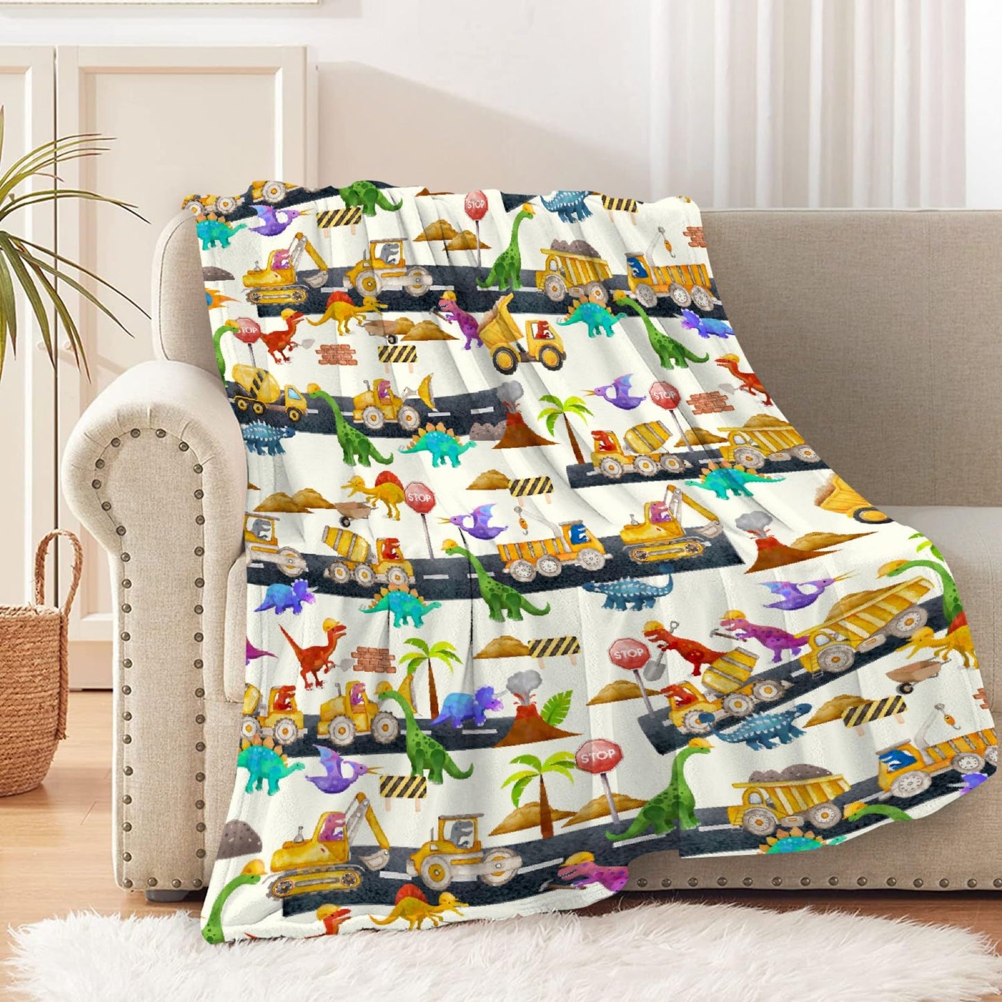 Custom Name Dinosaurs Blanket Personalized Gifts Super Soft Lightweight Flannel Blankets Throw for Kids, Adult, Suitable for Couch, Sofa, Bed, Camping, Travel All Seasons 40"x50" for Kid