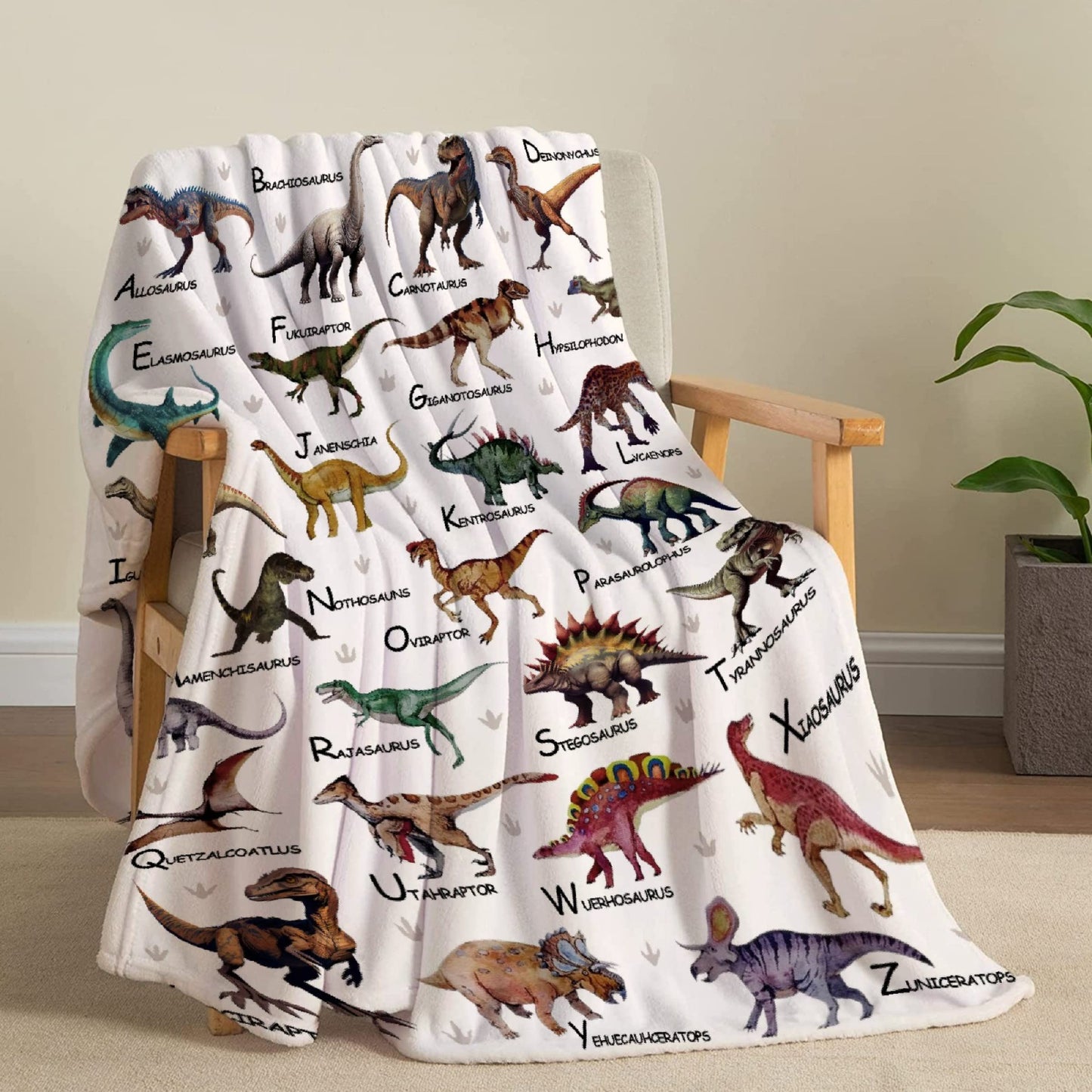 Custom Name Dinosaurs Blanket Personalized Gifts Super Soft Lightweight Flannel Blankets Throw for Kids, Adult, Suitable for Couch, Sofa, Bed, Camping, Travel All Seasons 40"x50" for Kid