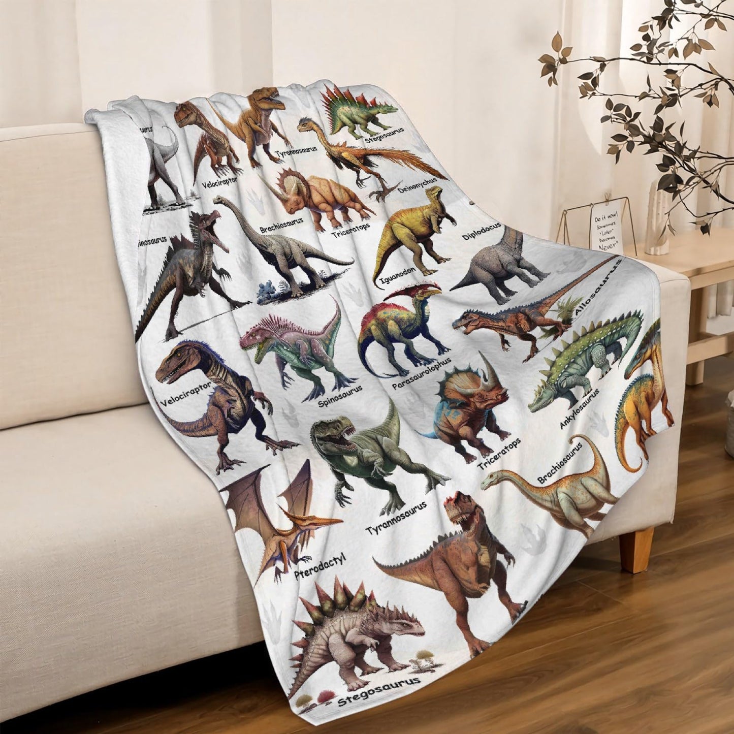 Custom Name Dinosaurs Blanket Personalized Gifts Super Soft Lightweight Flannel Blankets Throw for Kids, Adult, Suitable for Couch, Sofa, Bed, Camping, Travel All Seasons 40"x50" for Kid