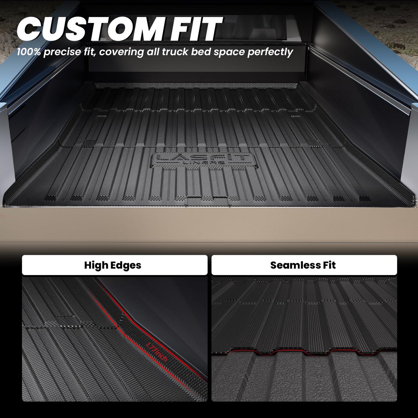 LASFIT Floor Mats for Tesla Model Y 5 Seat 2024 2023 2022 2021 2020, Custom Fit All Weather TPE Floor Liners Cargo Liner, Front & Rear Trunk Mats Accessories Full Set