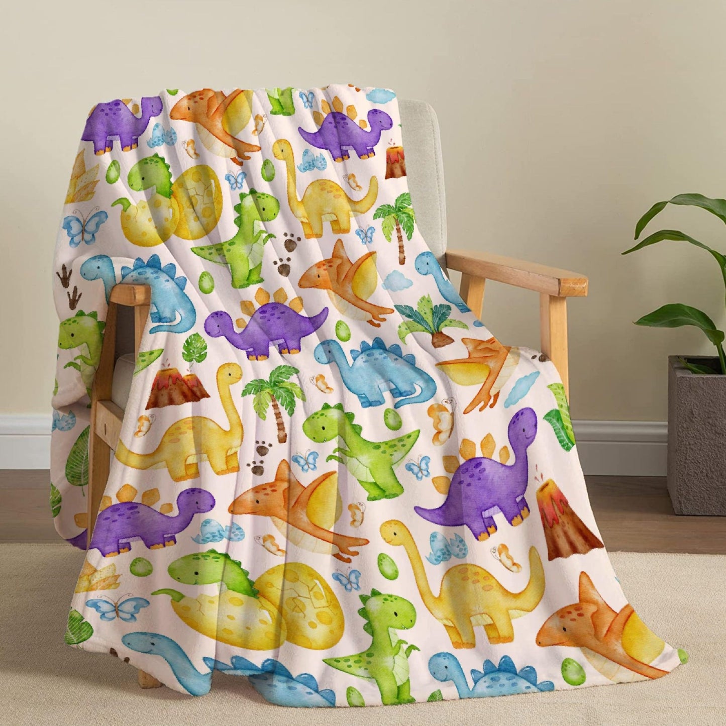 Custom Name Dinosaurs Blanket Personalized Gifts Super Soft Lightweight Flannel Blankets Throw for Kids, Adult, Suitable for Couch, Sofa, Bed, Camping, Travel All Seasons 40"x50" for Kid