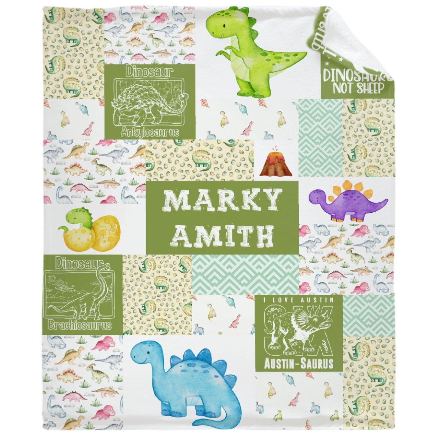 Custom Name Dinosaurs Blanket Personalized Gifts Super Soft Lightweight Flannel Blankets Throw for Kids, Adult, Suitable for Couch, Sofa, Bed, Camping, Travel All Seasons 40"x50" for Kid