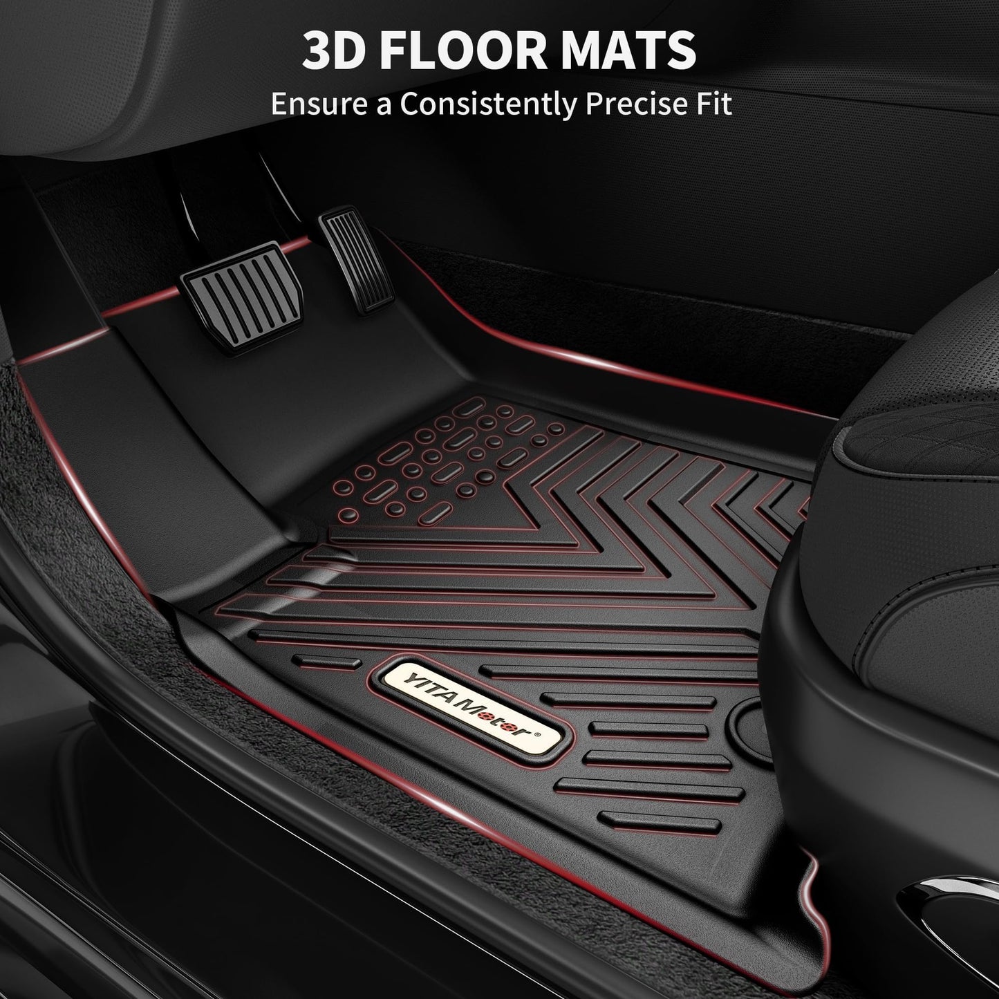 YITAMOTOR Floor Mats Fit for 2024 Tesla Model 3 Highland, Includes 2 Rows & Cargo Liner Set, Full Cover Car Mats with Front Rear Cargo Mat TPE All-Weather Floor Mats Model 3 Accessories 2024 Full Set